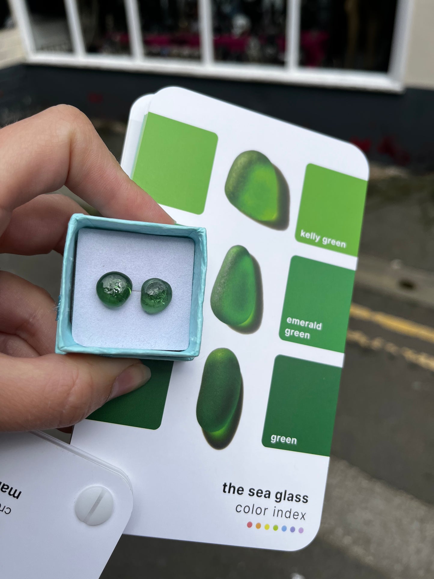 Whitby Sea Glass Studs on Silver (Green)