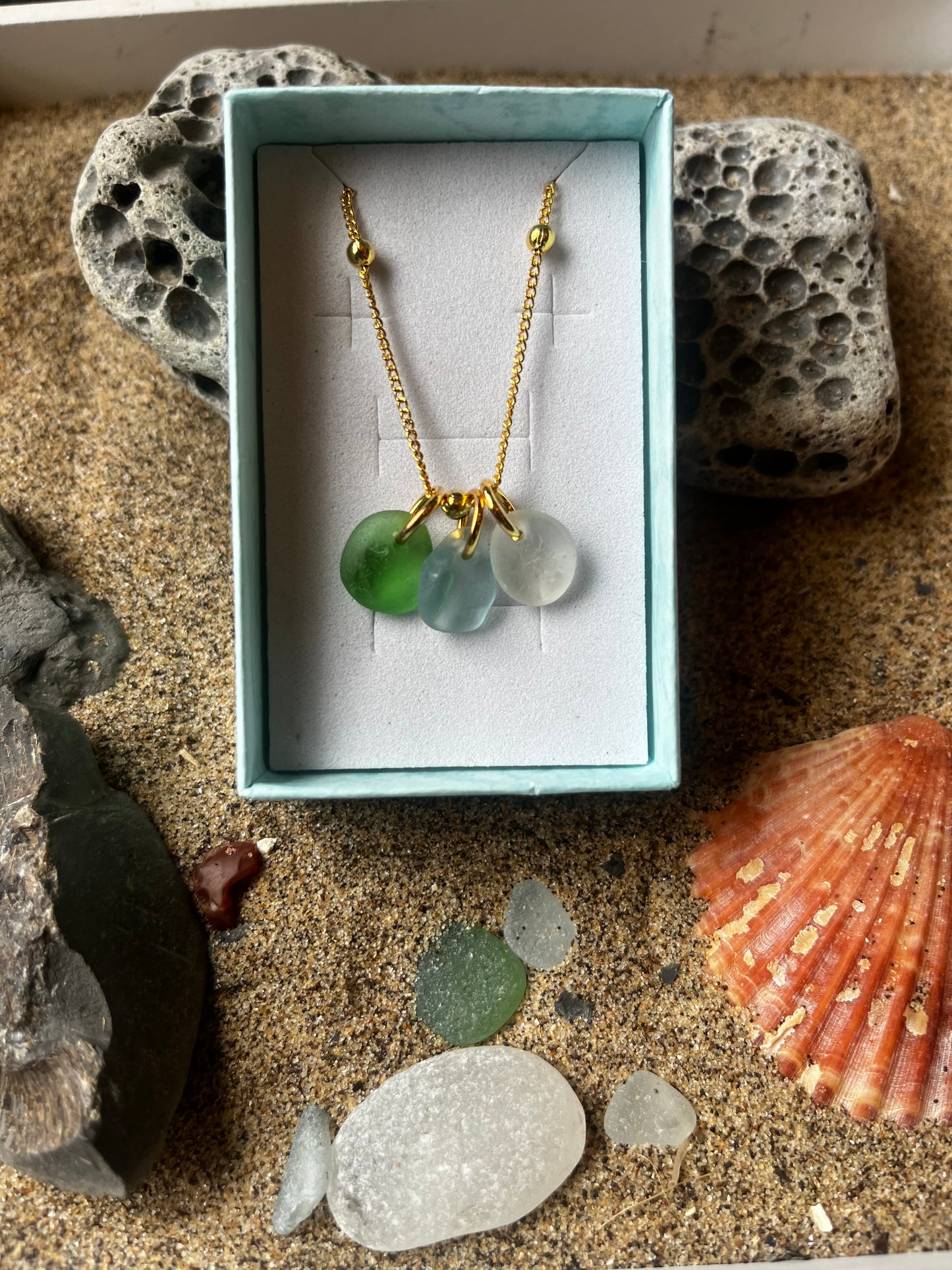 Whitby Sea Glass charms on Gold-Plated (Mix)