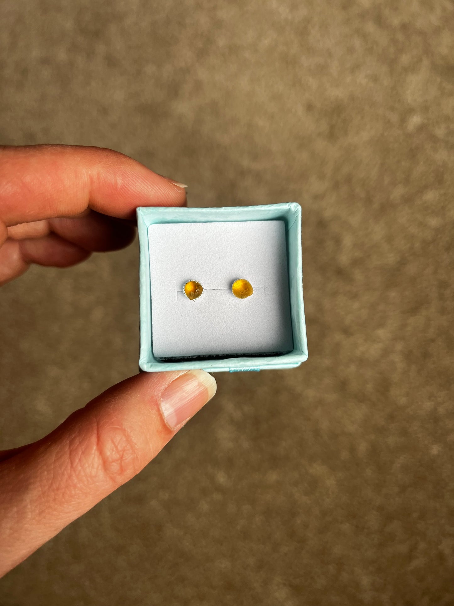 Whitby Sea Glass Silver Studs (Yellow)