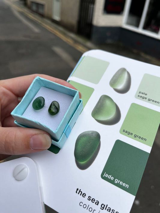 Whitby Sea Glass Studs on Silver